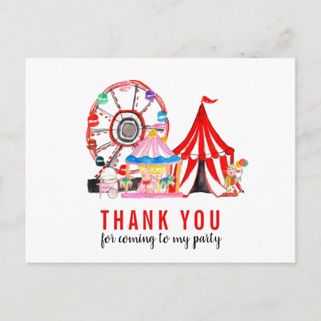 Karnival Circus Show Balloons Tack Birthday Vykort (Framsida)