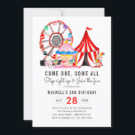 Karnival Circus Show Går med Roligten Kid Birthday Inbjudningar<br><div class="desc">Modern Circus Carnival-festival Visa kallelse på födelsedagen</div>