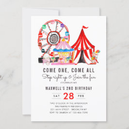 Karnival Circus Show Går med Roligten Kid Birthday Inbjudningar