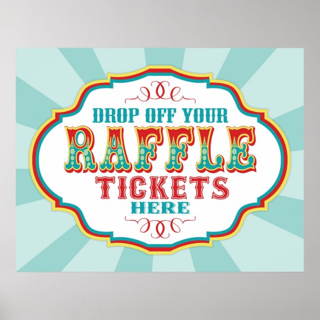 Karnival eller Circus Raffle Biljett Booth-tecken Poster (Framsidan)
