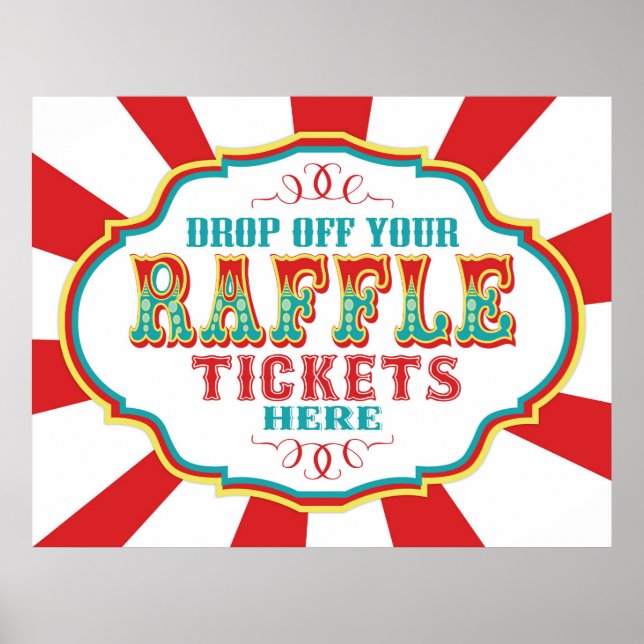 Karnival eller Circus Raffle Biljett-tecken Poster (Framsidan)