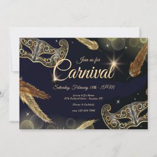 Karnival Guld och Black-inbjudan Inbjudningar