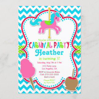 Karnival Party Carousel Horse Birthday-inbjudan Inbjudningar