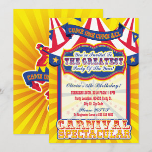 Karnival Spectacular Birthday-inbjudningar Inbjudningar
