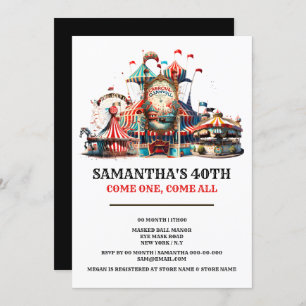 Karnivalsdagars retro cirkus tält karusellhjul inbjudningar