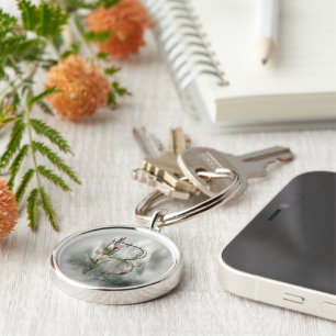 Kärnkedjan Brev B i Modern Monogram - Tulips & Vin Rund Silverfärgad Nyckelring