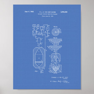 Kärnklyvning 1956 Patent Art Blueprint Poster