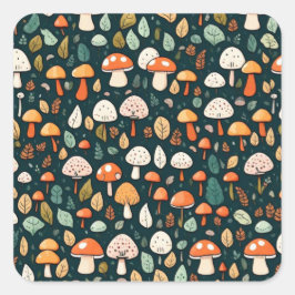 Kärnkonstruktion för löv av kute och svampar fyrkantigt klistermärke