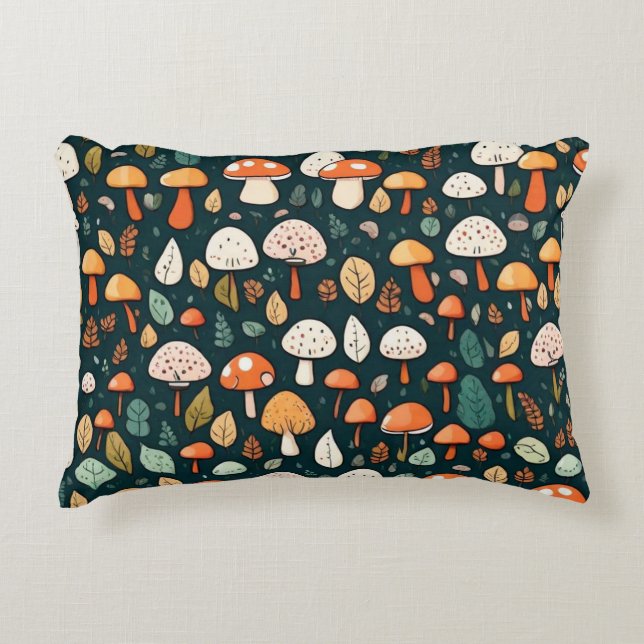 Kärnkonstruktion för löv av kute och svampar prydnadskudde (Framsidan)