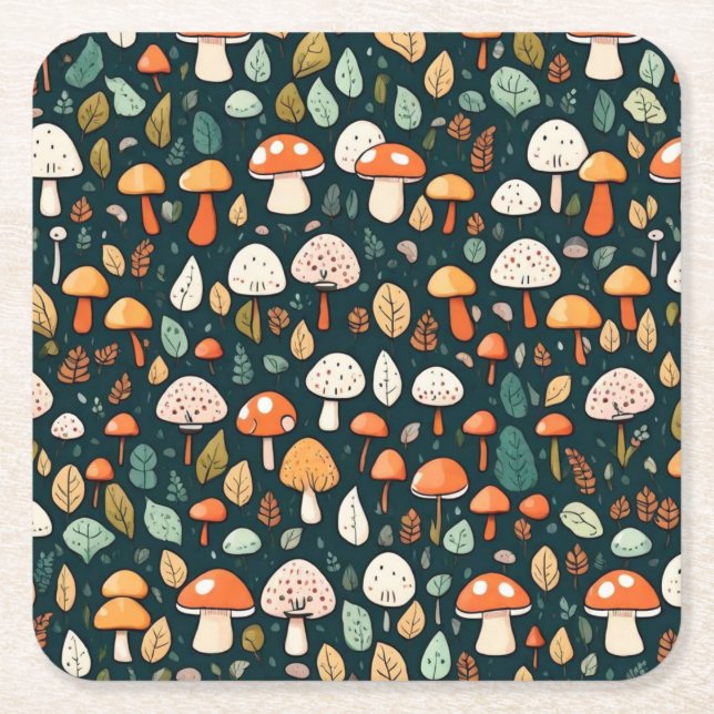 Kärnkonstruktion för löv av kute och svampar underlägg papper kvadrat (Framsidan)