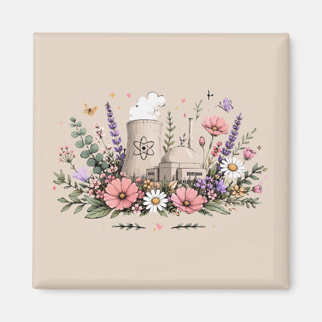 Kärnkraft Blomstrar Magnet (Framsidan)