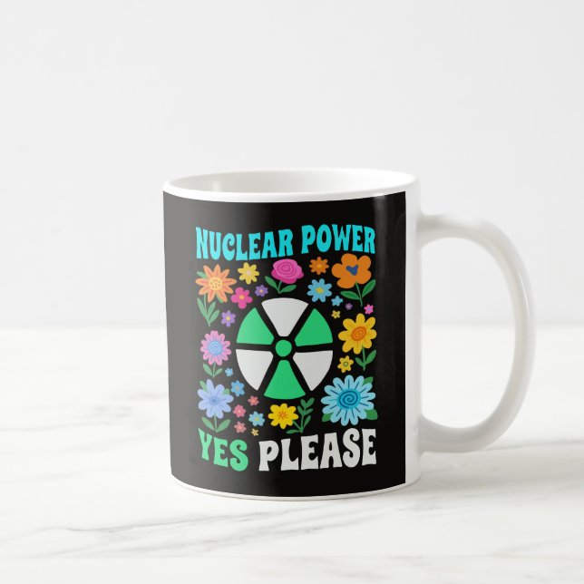Kärnkraft Ja Tack Ren Energi Blommor Kaffemugg (Höger)
