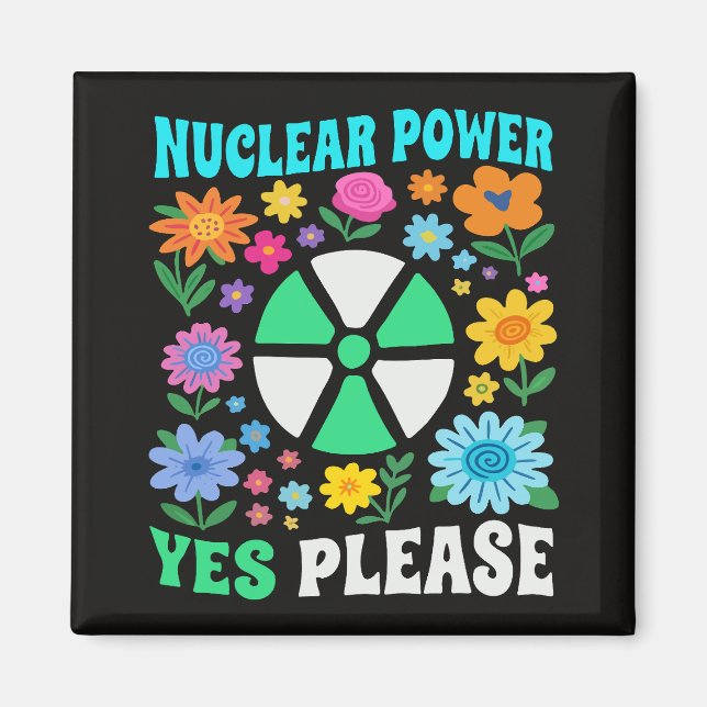Kärnkraft Ja Tack Ren Energi Blommor Magnet (Framsidan)