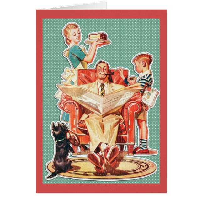 Kärnkraftsfamiljen 1950: 50:s retrohemmafru hälsningskort (Framsidan)