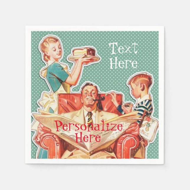 Kärnkraftsfamiljen 1950: 50:s retrohemmafru pappersservett (Framsidan)