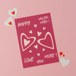 Kärnkraftshjärtan - magenta - Lycklig Valentineser Kort