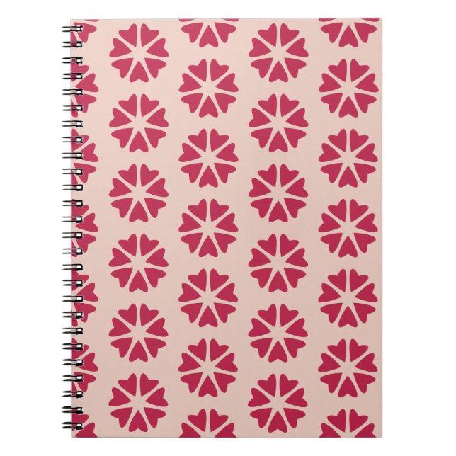 Kärnkraftshjärtan - magenta röd - sömlöst mönster. anteckningsbok (Framsidan)