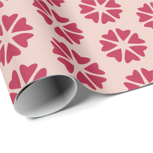 Kärnkraftshjärtan - magenta röd - sömlöst mönster. presentpapper (Rullad Hörn)