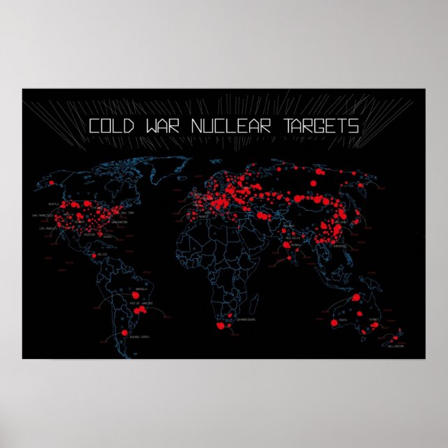 Kärnkraftsmål för kall Krig Karta Poster (Framsidan)