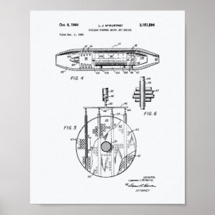 Kärnkraftsmotor Vatten Jet 1959 Art White Papprar Poster