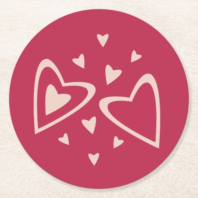 Kärnor av kärlek - magenta röd - bild. underlägg papper rund (Framsidan)