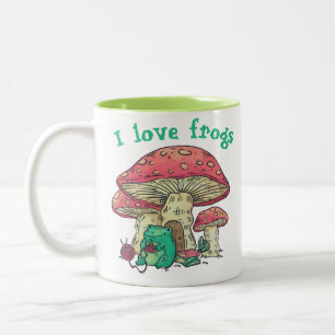 Kärnstam Frog Knitting under Mushroom Två-Tonad Mugg