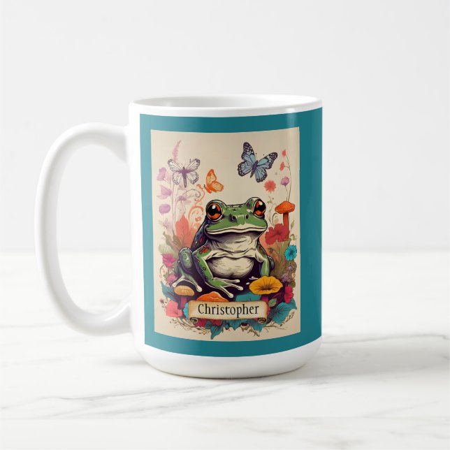 Kärnte Cute Frog och Mushroom Kaffemugg (Vänster)