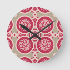 Kärnteknisk tillväxt - magenta på råg - sömlös mön rund klocka