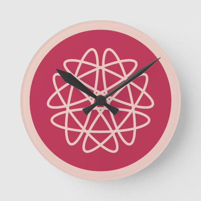 Kärnteknisk tillväxt - magenta på råg - sömlös mön rund klocka (Framsida)