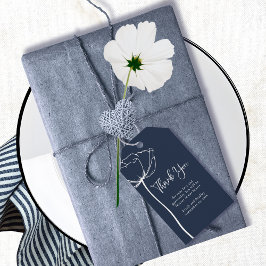 Kärnvit minimal Blommigt Modern Bröllop Tack Presentetikett