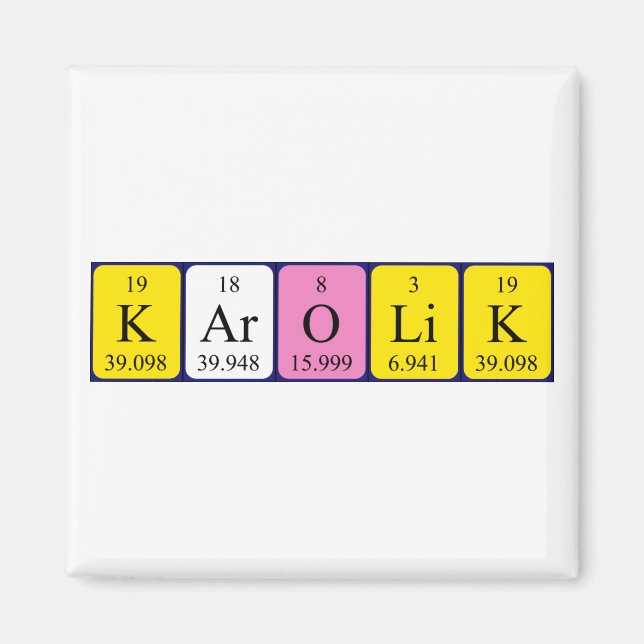 Karolik Periodisk bord namn magnet (Framsidan)