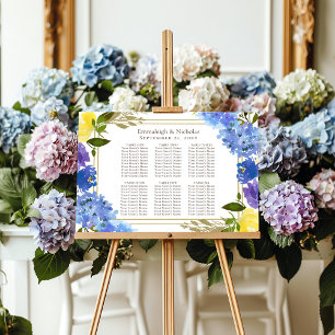 Karolina Blue Blommigt Borded Sittdiagram Poster