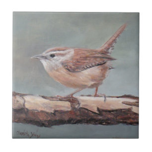 Karolina Wren Bird Art Ceramic Tile Kakelplatta