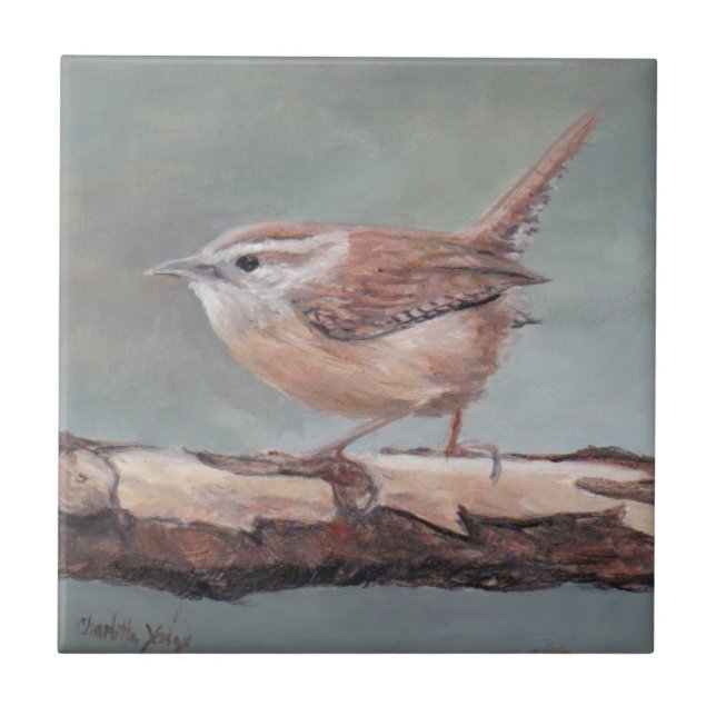  Karolina Wren Bird Art Ceramic Tile Kakelplatta (Framsidan)
