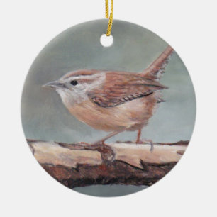 Karolina Wren Bird Art Ornament