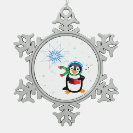 Karolinpenguin flicka snöflinga pewter julgransprydnad