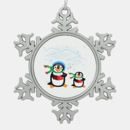 Karolinpenguiner Snöflinga Pewter Julgransprydnad