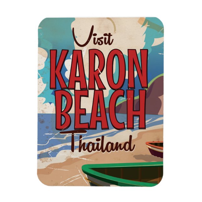 Karon Beach thailand vintage resor poster Magnet (Vertikal)