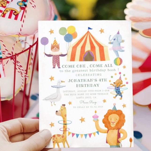 Karousel Circus Färg Carnival Birthday-inbjudan Inbjudningar (Skapare uppladdad)