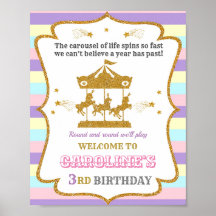 Karousel välkommen party-skylt Flickcirkus poster