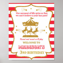 Karousel välkommen party-skylt Flickcirkus poster