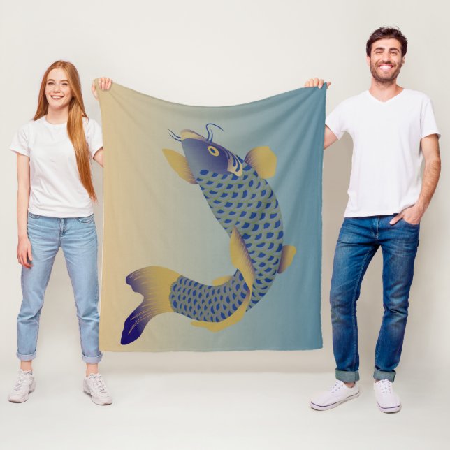 Karp, japansk design fleecefilt (På plats)