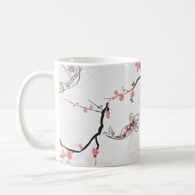 Karp koi fish nature liggande view sketch illustr kaffemugg (Vänster)