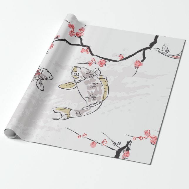 Karp koi fish nature liggande view sketch illustr presentpapper (Utrullad)