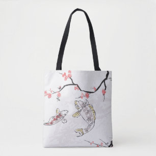 Karp koi fish nature liggande view sketch illustr tygkasse