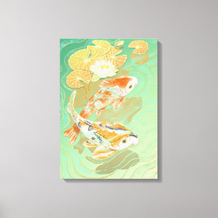 Karp Koi Fisk Vatten Lilja Damm Canvas