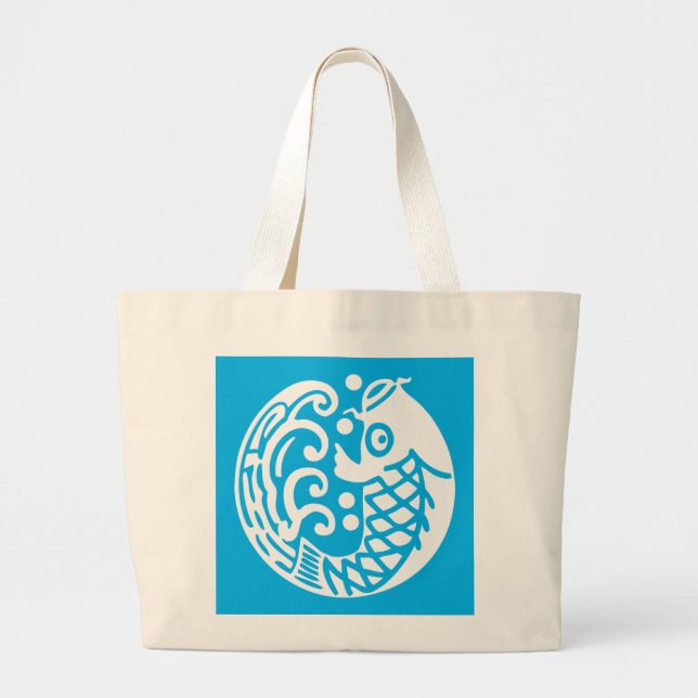 Karp med vågor stor totebag jumbo tygkasse (Framsidan)