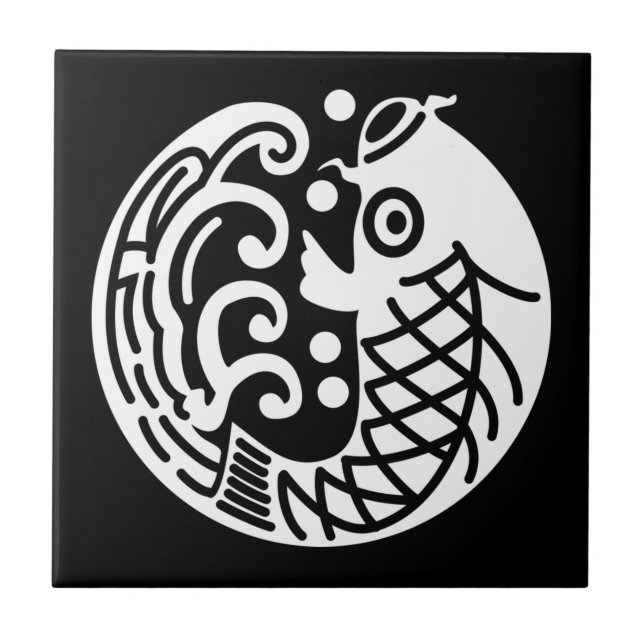 Karp och våg keramisk kakel (Framsidan)