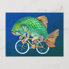 Karp Riding A Bicycle Vykort