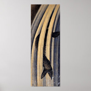 Karp som släpper upp vattenfall Hokusai Fine Art Poster